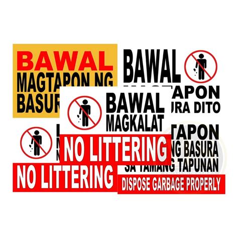 Bawal Magtapon ng Basura No Littering Laminated Signages .